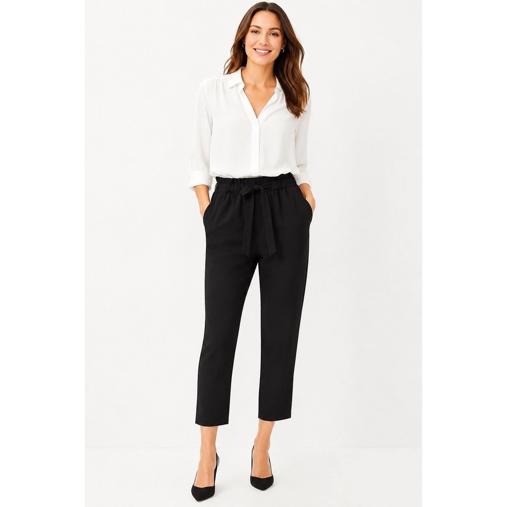 NWT LOFT Black Cropped Pull-On Pants MT Teacher Office Business Casual Career